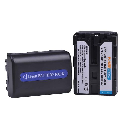  PowerTrust 3-Pack NP-FM50 NP FM50 Replacement Battery and Dual USB Charger for Sony NP-FM30 NP-FM51 NP-QM50 NP-QM51 NP-FM55H Battery and Sony M Type NP-FM50 Equivalent Camcorder Di