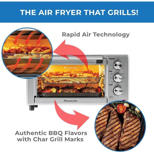  PowerXL Air Fryer Grill 8 in 1 Roast, Bake, Rotisserie, Electric Indoor Grill (Stainless Steel Deluxe)