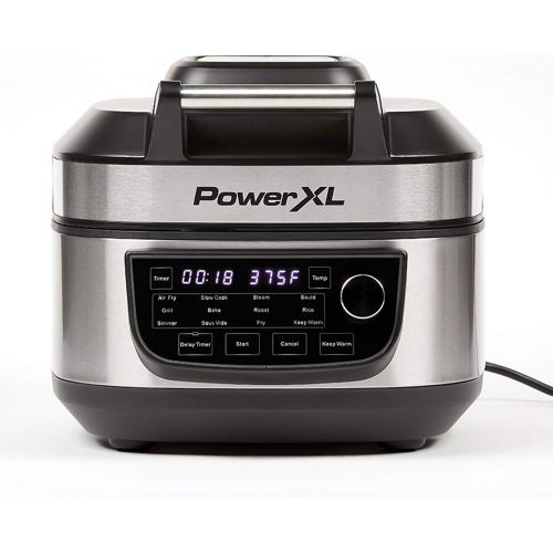  [아마존베스트]PowerXL Grill Air Fryer Combo 12-in-1 Indoor Grill, Air Fryer, Slow Cooker, Roast, Bake, 1550-Watts, Stainless Steel Finish