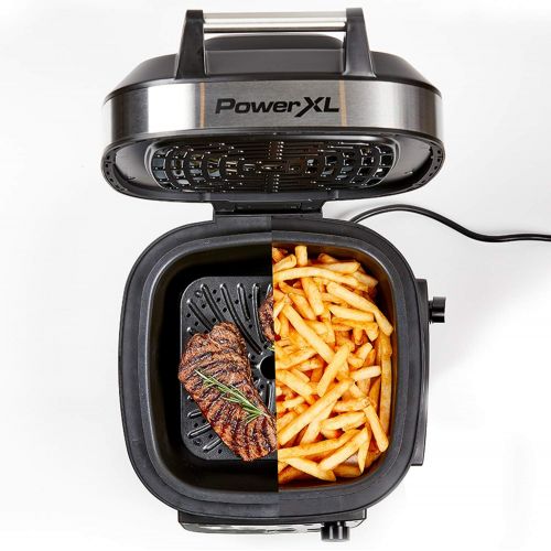  [아마존베스트]PowerXL Grill Air Fryer Combo 12-in-1 Indoor Grill, Air Fryer, Slow Cooker, Roast, Bake, 1550-Watts, Stainless Steel Finish