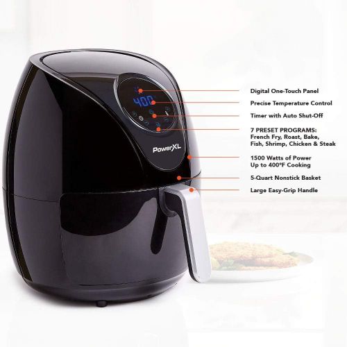  [아마존베스트]PowerXL Air Fryer Maxx, Special Edition 2021, Extra Hot Air Fry, Cook, Crisp, Broil, Roast, Bake, High Gloss Finish, Black (4 Quart)