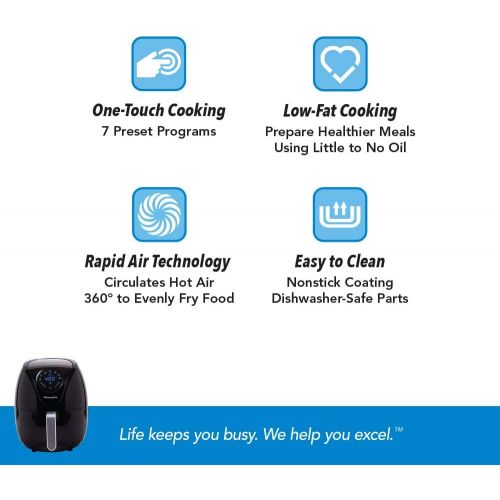  [아마존베스트]PowerXL Air Fryer Maxx, Special Edition 2021, Extra Hot Air Fry, Cook, Crisp, Broil, Roast, Bake, High Gloss Finish, Black (4 Quart)