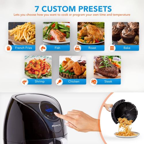  [아마존베스트]PowerXL Air Fryer Maxx, Special Edition 2021, Extra Hot Air Fry, Cook, Crisp, Broil, Roast, Bake, High Gloss Finish, Black (4 Quart)