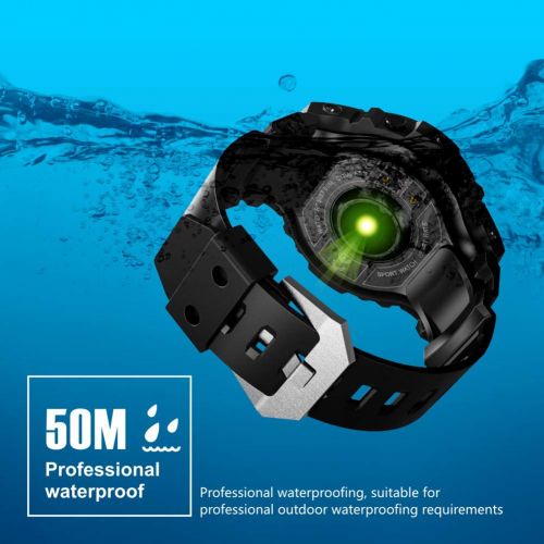  Powerbeast Sport Watch for Men Smart Fitness Activity Tracker IP68 164ft Waterproof with HR Heart Rate Monitor, Step/Calorie Counter, Pedometer, Compass,6 Multi-Sport Mode, 30 Days Working Ti