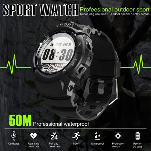  Powerbeast Sport Watch for Men Smart Fitness Activity Tracker IP68 164ft Waterproof with HR Heart Rate Monitor, Step/Calorie Counter, Pedometer, Compass,6 Multi-Sport Mode, 30 Days Working Ti