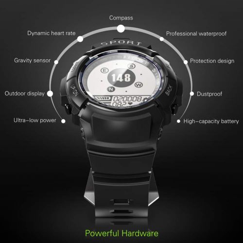  Powerbeast Sport Watch for Men Smart Fitness Activity Tracker IP68 164ft Waterproof with HR Heart Rate Monitor, Step/Calorie Counter, Pedometer, Compass,6 Multi-Sport Mode, 30 Days Working Ti