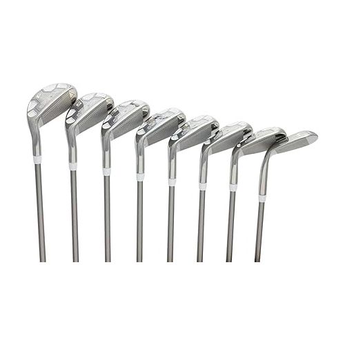  Women's Powerbilt Golf EX-550 Hybrid Iron Set, which Includes: #4, 5, 6, 7, 8, 9, PW +SW Lady Flex Right Handed New Utility L Flex Club