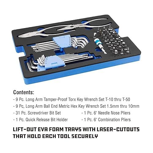  Powerbuilt 83 Pc. 420J2 Stainless Steel Marine Boat Repair Tool Set, Drivers, Pliers, Wrenches, Mallet, Bit Driver/Bits, Sockets, Watertight Shock Resistant Case with Lift-Out Foam Tool Trays - 642411