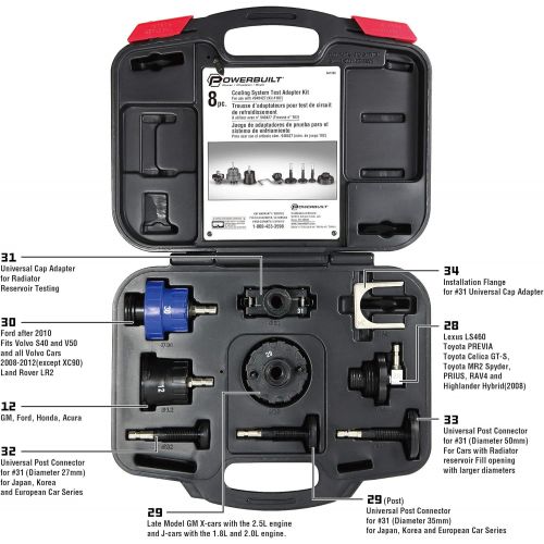  Powerbuilt 647893 8 Pc Radiator Pressure Cooling Tester Adapter Kit