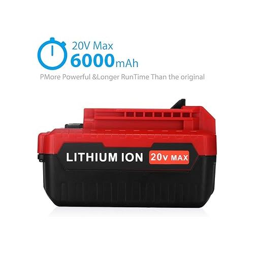  Powerextra 20V Max 6.0Ah Lithium Replacement Battery Compatible with Porter Cable PCC685L PCC680L Cordless Tools Batteries