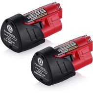 Powerextra 2 Pack 12V 3000mAh Lithium-ion Replacement Battery Compatible with Milwaukee M12 48-11-2411 48-11-2420 48-11-2401 48-11-2402 48-11-2401 12-Volt M12 Cordless Tools