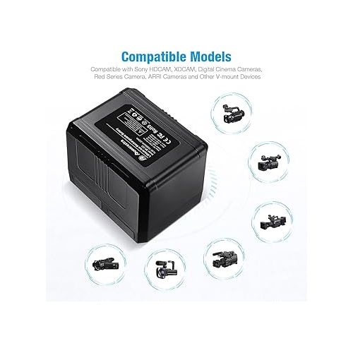  Powerextra V Mount/V Lock Battery - 222Wh 14.8V 15000mAh Rechargeable Li-ion Battery for Broadcast Video Camcorder, Compatible with Sony HDCAM, XDCAM, Digital Cinema Cameras and Other Camcorders