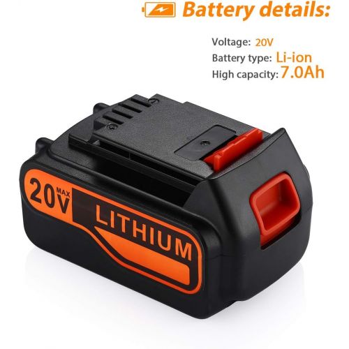  Powerextra 20V 7.0Ah Replacement Battery for Black and Decker 20V Cordless Power Tool 20 Volt MAX Lithium Ion Battery LBXR20 LB20 LBX20 LBXR2020-OPE LBXR20B-2 LB2X4020