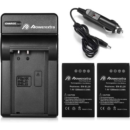  ENEL20, EN-EL20a Battery & Charger, Powerextra ENEL20 EN-EL20a for Nikon Coolpix P950, P1000, DL24-500, Nikon Coolpix A, 1 AW1, 1 J1, 1 J2, 1 J3, 1 S1, 1 V3 Digital Camera