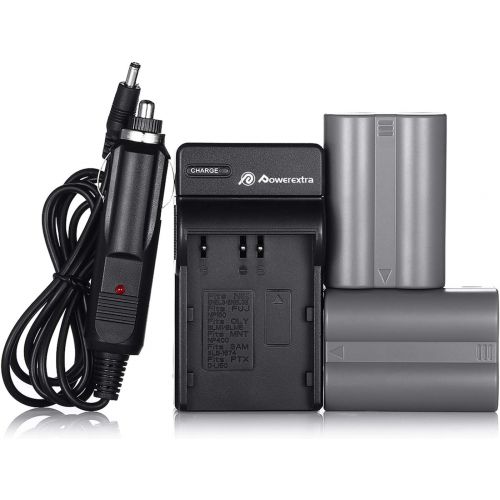  EN-EL3E Powerextra 2X EN-EL3E Battery & Charger Compatible with Nikon D50, D70, D70s, D80, D90, D100, D200, D300, D300S, D700 D900 Digital Cameras (Free Car Charger Available)