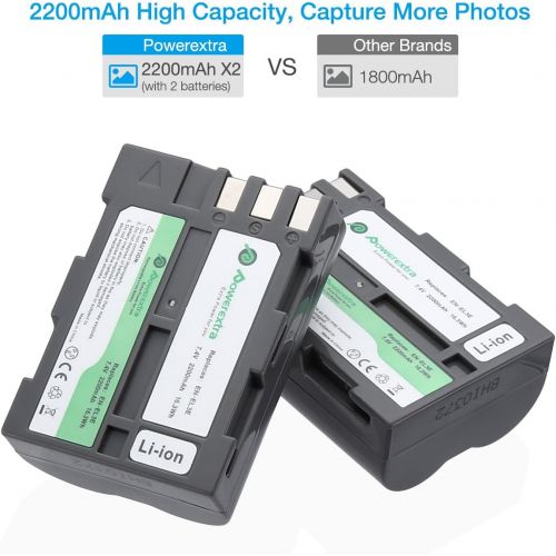  EN-EL3E Powerextra 2 x Battery & Dual LCD Charger Compatible with Nikon EN-EL3E Nikon D50, D70, D70s, D80, D90, D100, D200, D300, D300S, D700 Digital SLR Cameras