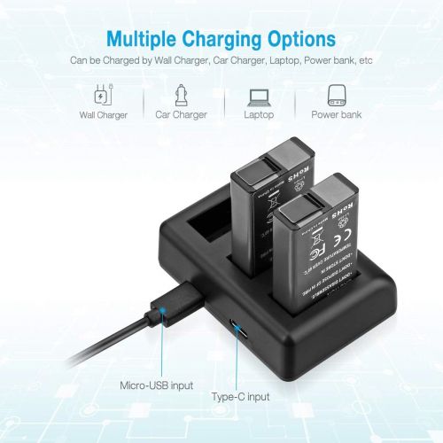  Powerextra 2 X Battery Replacement Compatible with GoPro MAX 1600mAh and High-Speed 3-Channel Charger Fully Compatible with GoPro MAX ACDBD-001 ACBAT-001 - Battery Fully Decoded