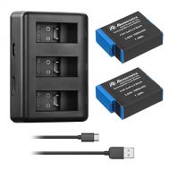 Powerextra 2X Batteries with Triple Charger Compatible with GoPro Hero 9 GoPro Hero 10 Black (1900mAh x2)