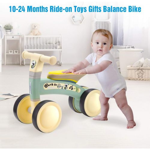  Powerextra Baby Balance Bike, Toddle Baby Sport Bike for 1-2 Years Old, Baby Walker Riding Toys for 9-24 Months Boys Girls, 4 Wheels Baby Walker First Birthday Gift