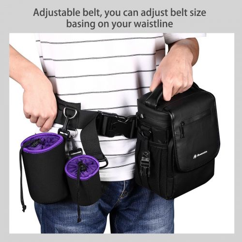  Powerextra Utility Outdoor Photography Adjustable Waist Strap Belt with D-Rings for?Hanging Tripod Camera Case Lens Case Flash Case SD Card Pouch and Other Photography Accessories