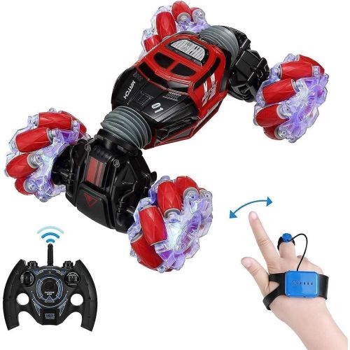  Powerextra 3 Pack Bundle RC Stunt Car, 4WD 2.4GHz Remote Control Gesture Sensor Toy Cars, Double Sided Rotating Off Road Vehicle 360° Flips, Kids Toy Cars for Boys & Girls Birthday