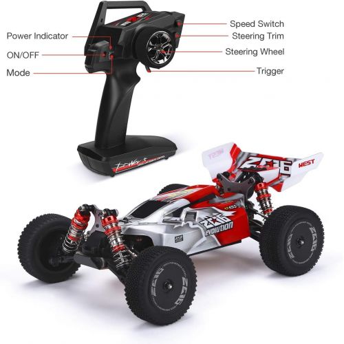  Powerextra Remote Control Car, 1:14 Scale 60+ KMH High Speed RC Cars, 4WD 2.4GHz Off Road Trucks Toys, All Terrain Vehicle Car Gifts with 2 Batteries for Kids & Adults