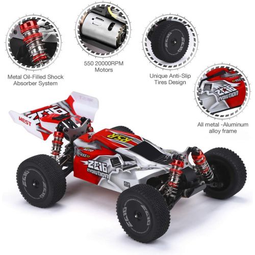  Powerextra Remote Control Car, 1:14 Scale 60+ KMH High Speed RC Cars, 4WD 2.4GHz Off Road Trucks Toys, All Terrain Vehicle Car Gifts with 2 Batteries for Kids & Adults