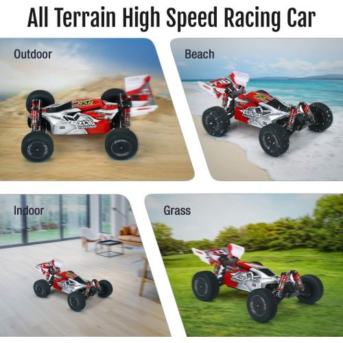  Powerextra Remote Control Car, 1:14 Scale 60+ KMH High Speed RC Cars, 4WD 2.4GHz Off Road Trucks Toys, All Terrain Vehicle Car Gifts with 2 Batteries for Kids & Adults