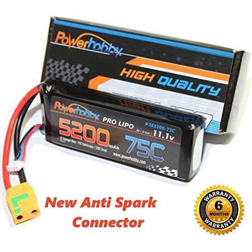  Hobbypower PowerHobby 3S 11.1V 5200mAh 75C Lipo Battery 2 Pack w XT90 Connector (2) Fits : Arrma Kraton Nero Tyhpon Senton Tailon OUTCAST FAZON