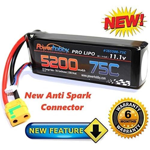  Hobbypower PowerHobby 3S 11.1V 5200mAh 75C Lipo Battery 2 Pack w XT90 Connector (2) Fits : Arrma Kraton Nero Tyhpon Senton Tailon OUTCAST FAZON