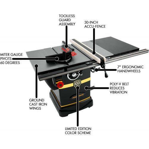  Powermatic PM1000 10-Inch Table Saw, Centennial Collection, 30-Inch Accu-Fence, 1-3/4HP, 115V 1PH (1791000KG)