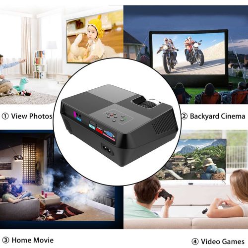  Powstro 4 Mini Projector Video Projector HD 1080P LED Home Theater HDMIMicroUSB