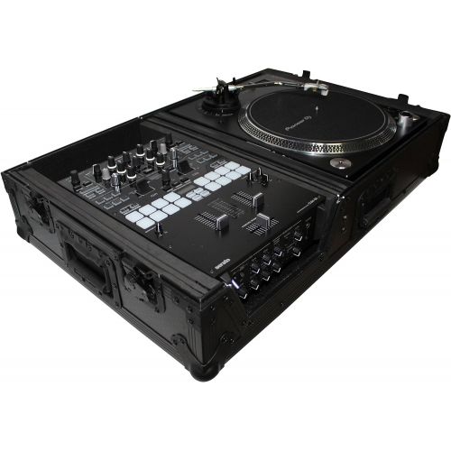 프로 Pro-X ProX XS-TMC1012WBL Flight Case wWheels for Single Turntables+1012 DJ Mixers