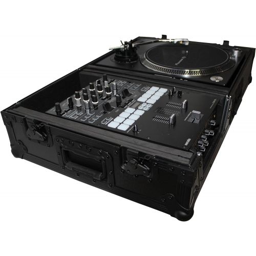 프로 Pro-X ProX XS-TMC1012WBL Flight Case wWheels for Single Turntables+1012 DJ Mixers