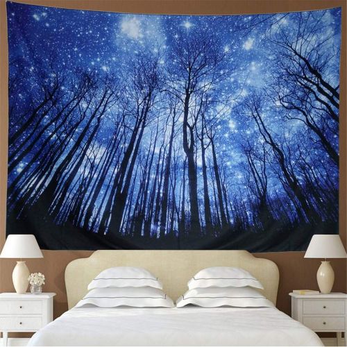  Prabahdak Dupetoner Trees Tapestry Wall Hanging Psychedelic Starry Night Forest Tapestry Fantastic Galaxy Landscape Tapestry Hippie Bohemian Wall Tapestry for Dorm Living Room Bedroom