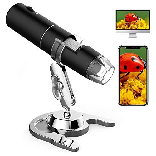  [아마존베스트]Prabensei WiFi USB Microscope, Handheld Microscope with 8 LEDs & Metal Stand 50 to 1000X Magnification Zoom Mini Endoscope Compatible with iPhone iPad Mac Windows Android for Child Students