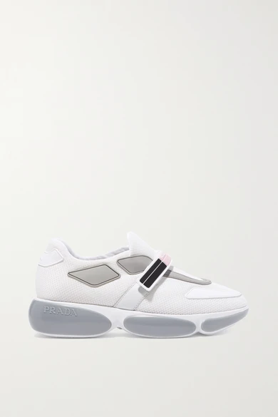 Prada Cloudbust logo-embossed rubber and leather-trimmed mesh sneakers