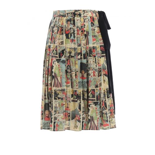 프라다 Prada Vintage Comics pleated silk skirt