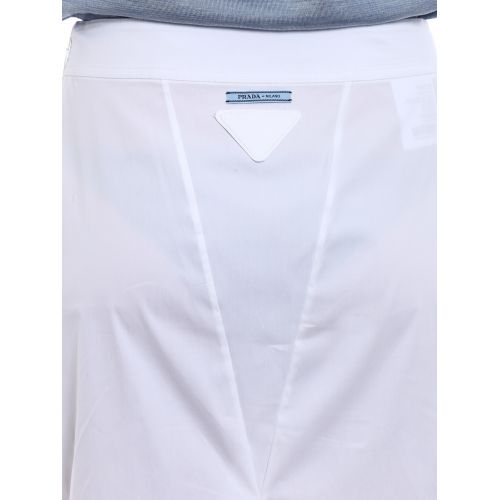 프라다 Prada Stretch poplin A-line white skirt