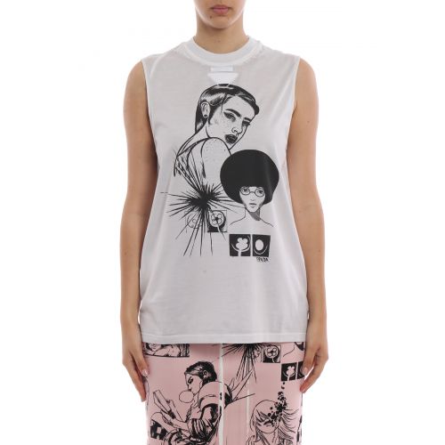 프라다 Prada Comics print cotton tank top