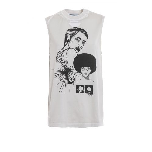 프라다 Prada Comics print cotton tank top