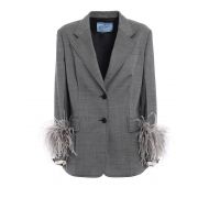 Prada Feather detailed grisaille blazer
