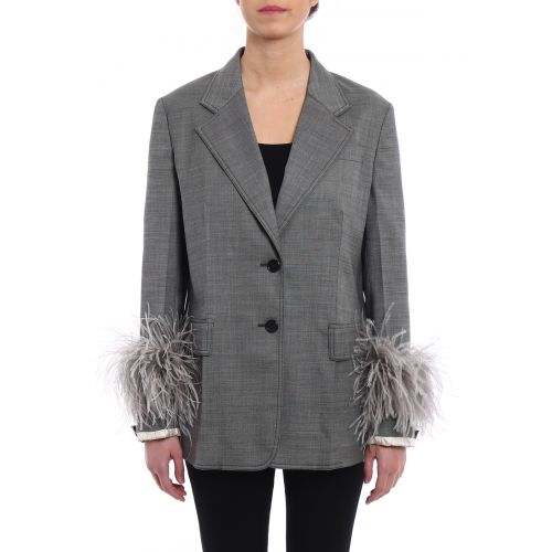 프라다 Prada Feather detailed grisaille blazer