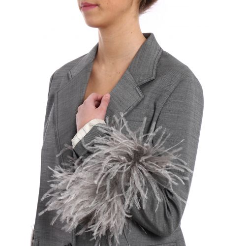프라다 Prada Feather detailed grisaille blazer