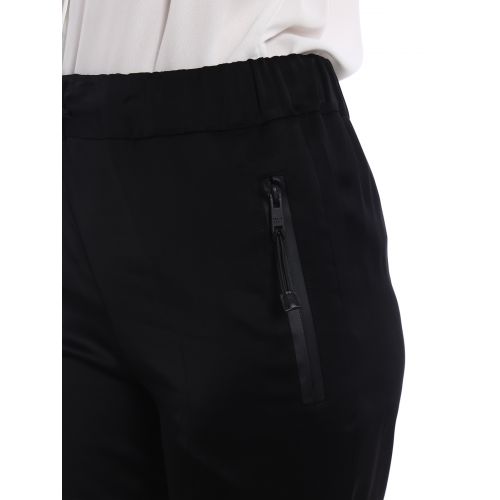 프라다 Prada Solid black satin pull-on trousers