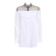Prada Sheer organza panel cotton shirt