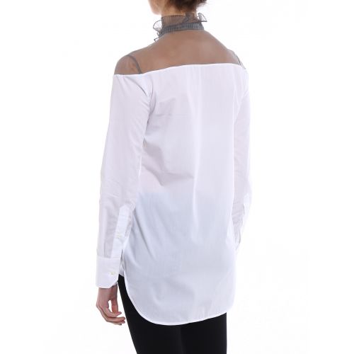 프라다 Prada Sheer organza panel cotton shirt