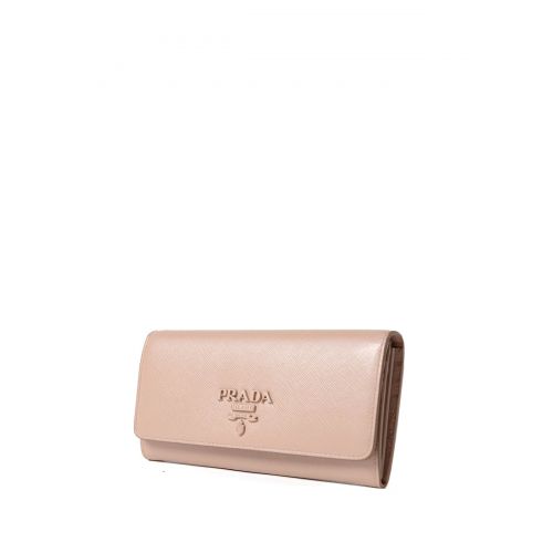 프라다 Prada Pink saffiano continental wallet