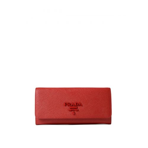 프라다 Prada Red saffiano continental wallet