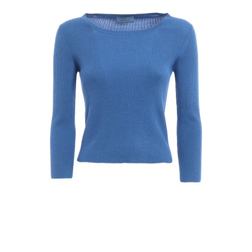 프라다 Prada Ribbed wool and silk blend sweater